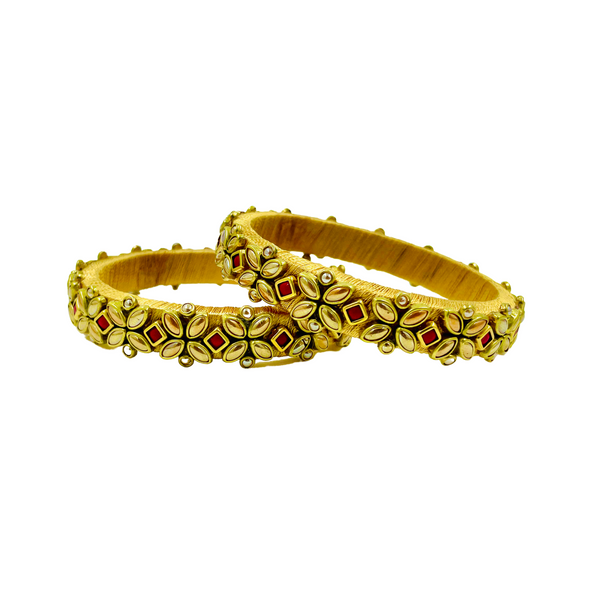 Yaalz Trendy Rich Eye Kundan Stone Work Pair Bangles In Multiple Colors