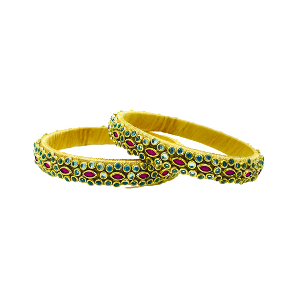 Yaalz Trendy Rich Eye Kundan Stone Work Pair Bangles In Multiple Colors