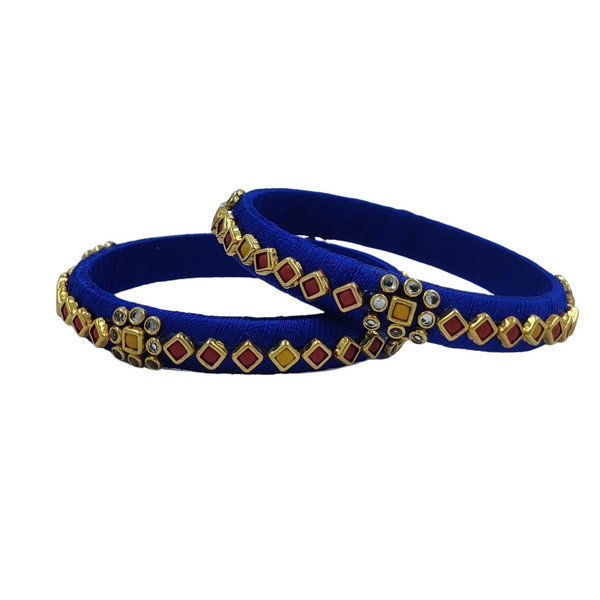 Yaalz Silk Thread Square Kundan Stone Pair Bangles For Return Gifts / Mix & Match
