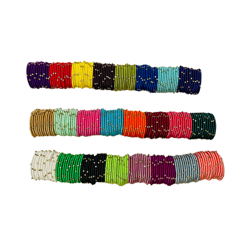 Yaalz Silk Thread Kundan Stone 12Pcs Set of 24 Colors Return Gift Thin Bangle Sets In Multiple Colors