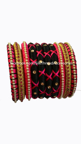Yaalz Silk Thread 10pcs Polo Bangle Set of 10pcs for festival / Casual / Office Wears