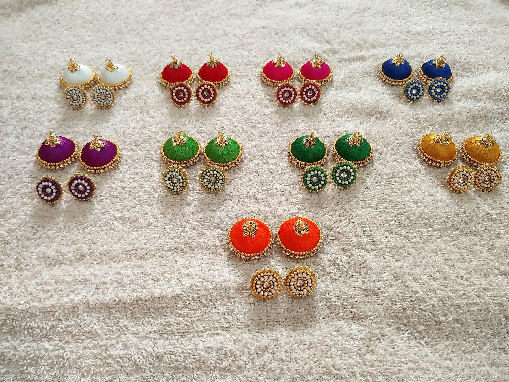 Yaalz Simple Jumka in White, Red, Pink, Blue, Purple, Parrot Green, Dark Green, Gold Orange Colors