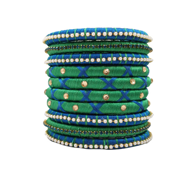 Yaalz Silk Thread 10pcs Polo Bangle Set of 10pcs for festival / Casual / Office Wears