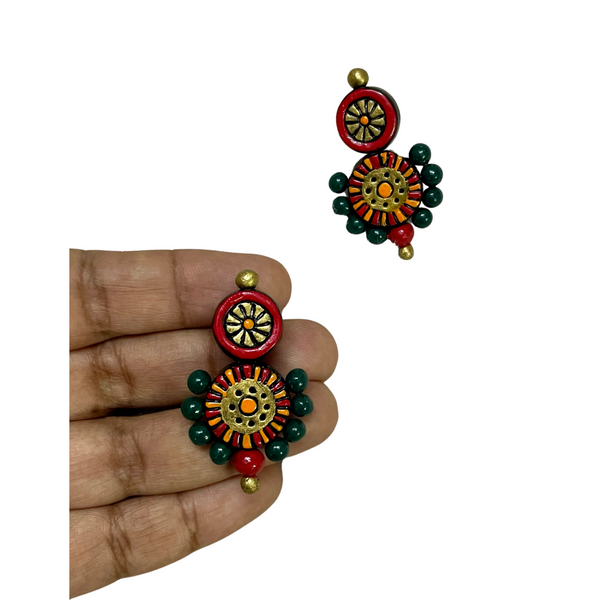 Yaalz Traditional Terracotta Art Earrings in Multiple Colours