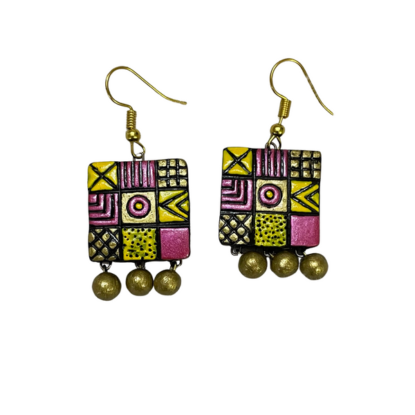 Yaalz Traditional Terracotta Art Earrings in Multiple Colours