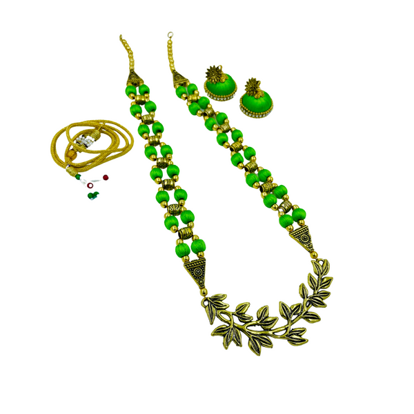 Yaalz Antique Chain Neckset & Matching Cone Jhumka Earring Combo