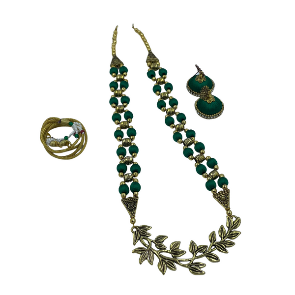 Yaalz Antique Chain Neckset & Matching Cone Jhumka Earring Combo