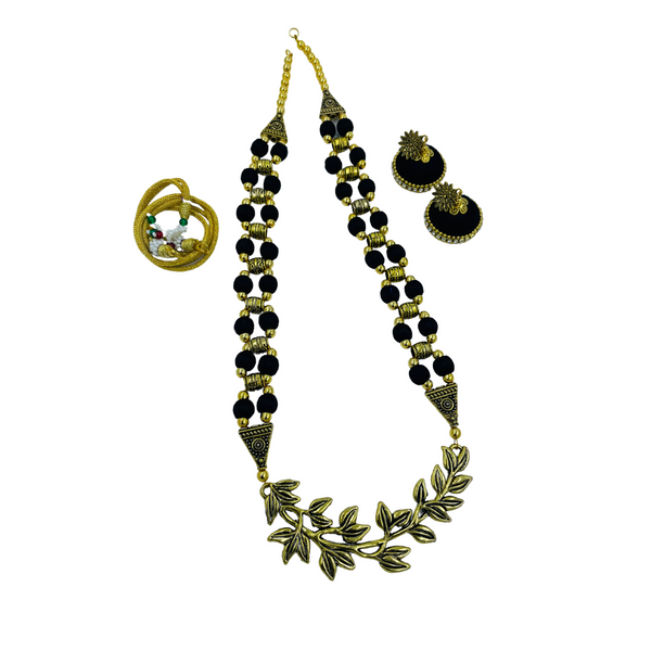 Yaalz Antique Chain Neckset & Matching Cone Jhumka Earring Combo