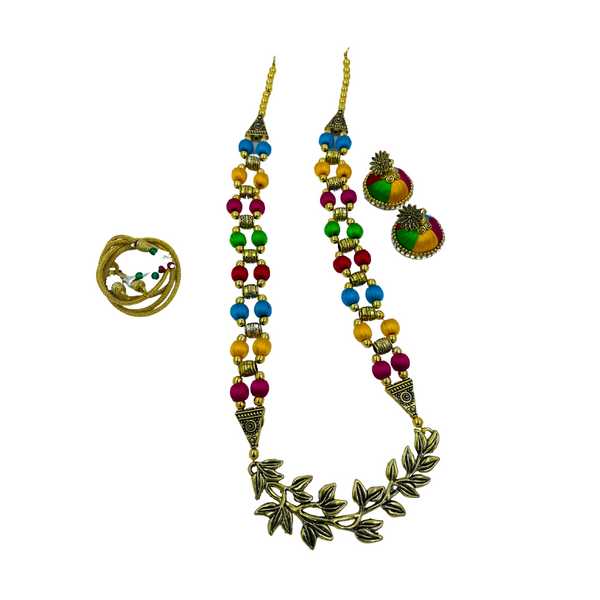 Yaalz Antique Chain Neckset & Matching Cone Jhumka Earring Combo