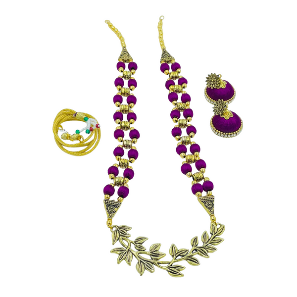 Yaalz Antique Chain Neckset & Matching Cone Jhumka Earring Combo