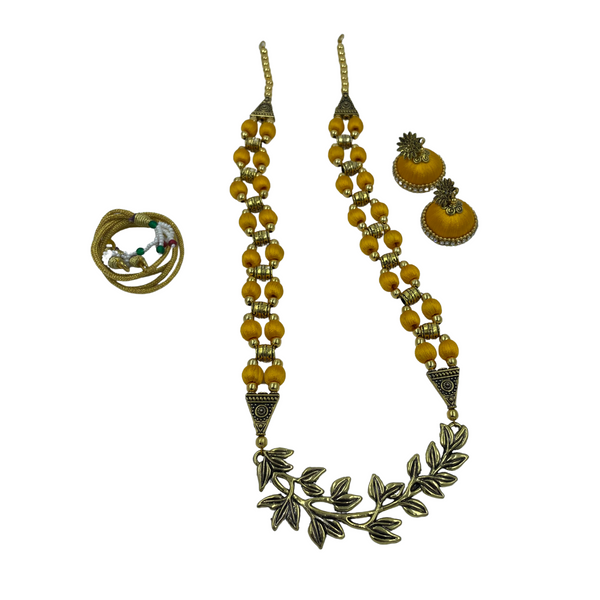 Yaalz Antique Chain Neckset & Matching Cone Jhumka Earring Combo