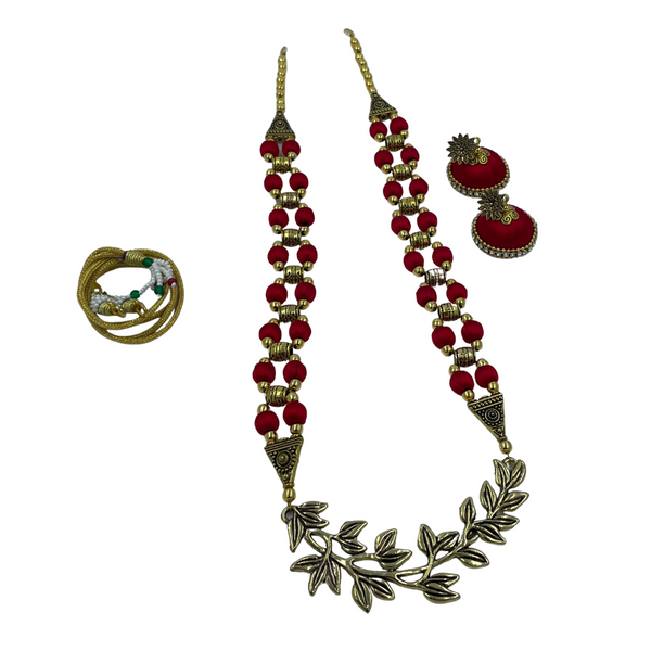 Yaalz Antique Chain Neckset & Matching Cone Jhumka Earring Combo
