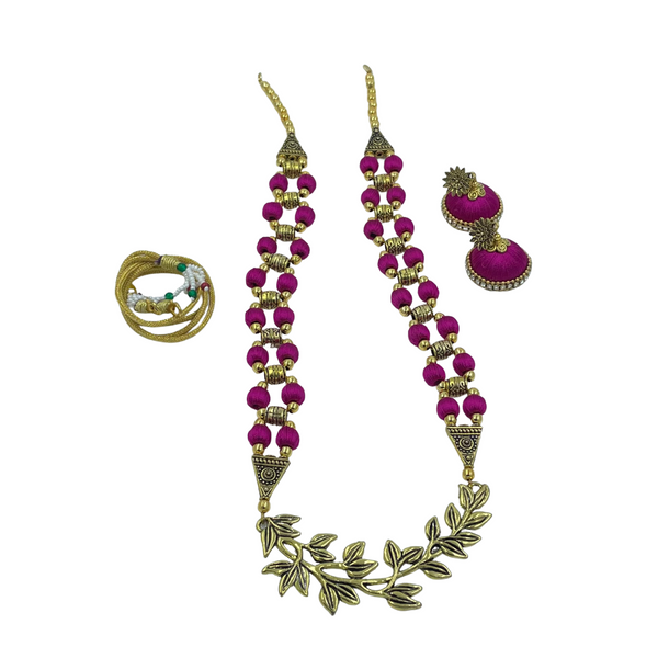 Yaalz Antique Chain Neckset & Matching Cone Jhumka Earring Combo