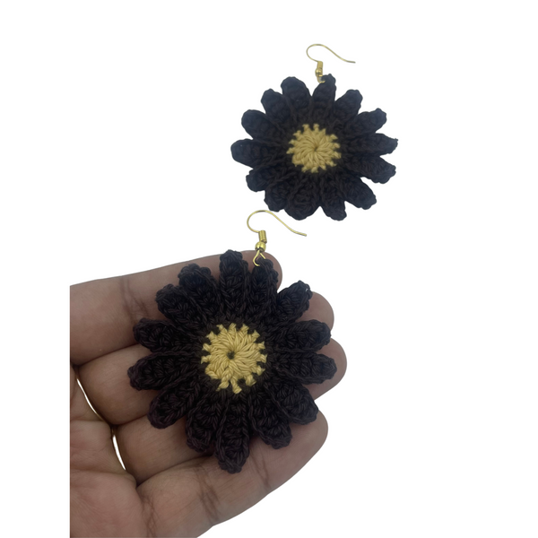 YAALZ Crochet Elegant Weightless Thread Earrings In Sunflower Pattern for Kids / Adults For Ethnic / Casual Wears