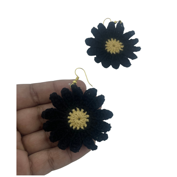 YAALZ Crochet Elegant Weightless Thread Earrings In Sunflower Pattern for Kids / Adults For Ethnic / Casual Wears