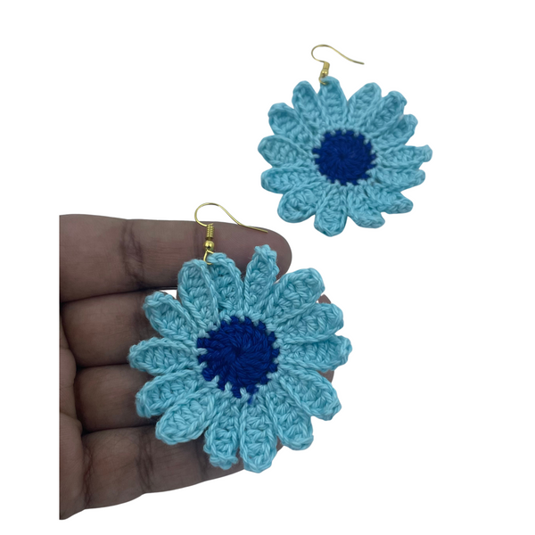 YAALZ Crochet Elegant Weightless Thread Earrings In Sunflower Pattern for Kids / Adults For Ethnic / Casual Wears
