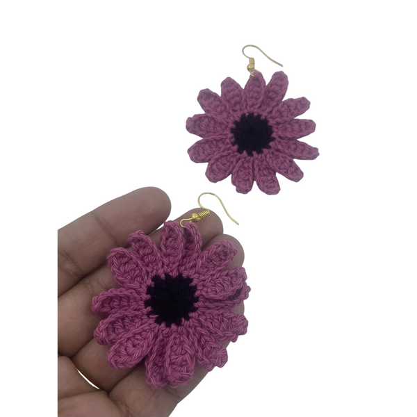 YAALZ Crochet Elegant Weightless Thread Earrings In Sunflower Pattern for Kids / Adults For Ethnic / Casual Wears