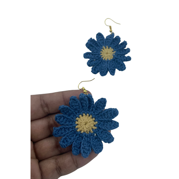 YAALZ Crochet Elegant Weightless Thread Earrings In Sunflower Pattern for Kids / Adults For Ethnic / Casual Wears