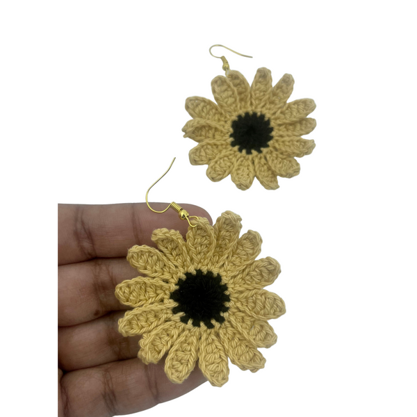 YAALZ Crochet Elegant Weightless Thread Earrings In Sunflower Pattern for Kids / Adults For Ethnic / Casual Wears