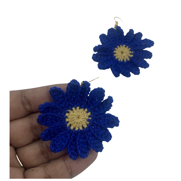 YAALZ Crochet Elegant Weightless Thread Earrings In Sunflower Pattern for Kids / Adults For Ethnic / Casual Wears