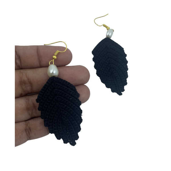 YAALZ Crochet Elegant Weightless Thread Earrings In Leaf Pattern for Kids / Adults For Ethnic / Casual Wears