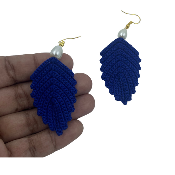 YAALZ Crochet Elegant Weightless Thread Earrings In Leaf Pattern for Kids / Adults For Ethnic / Casual Wears