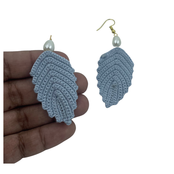 YAALZ Crochet Elegant Weightless Thread Earrings In Leaf Pattern for Kids / Adults For Ethnic / Casual Wears