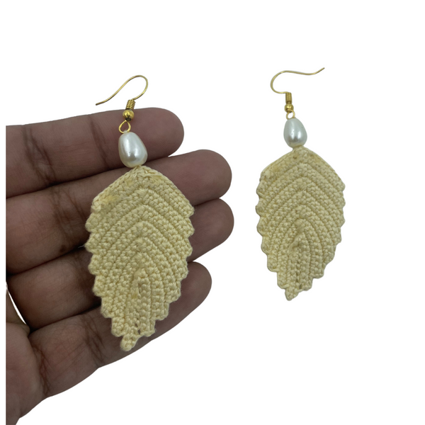 YAALZ Crochet Elegant Weightless Thread Earrings In Leaf Pattern for Kids / Adults For Ethnic / Casual Wears
