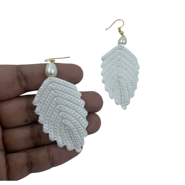 YAALZ Crochet Elegant Weightless Thread Earrings In Leaf Pattern for Kids / Adults For Ethnic / Casual Wears