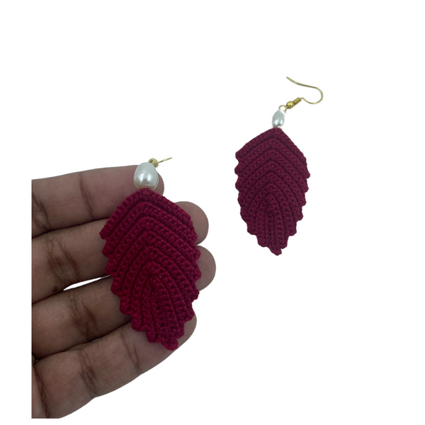 YAALZ Crochet Elegant Weightless Thread Earrings In Leaf Pattern for Kids / Adults For Ethnic / Casual Wears