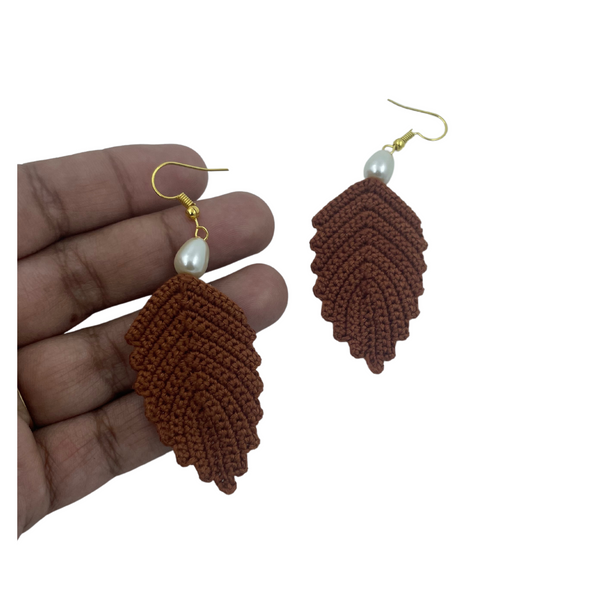 YAALZ Crochet Elegant Weightless Thread Earrings In Leaf Pattern for Kids / Adults For Ethnic / Casual Wears