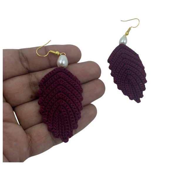 YAALZ Crochet Elegant Weightless Thread Earrings In Leaf Pattern for Kids / Adults For Ethnic / Casual Wears