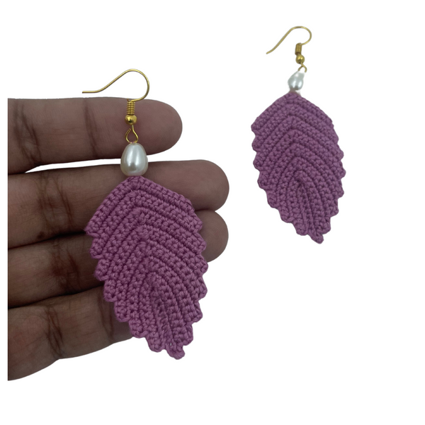 YAALZ Crochet Elegant Weightless Thread Earrings In Leaf Pattern for Kids / Adults For Ethnic / Casual Wears
