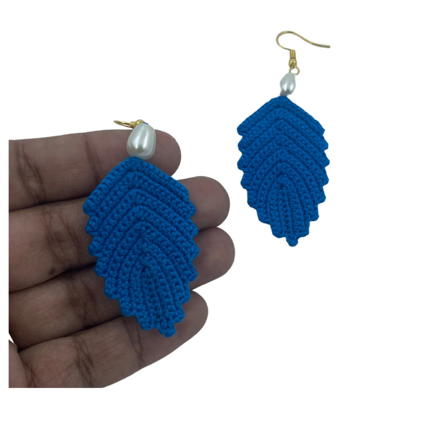 YAALZ Crochet Elegant Weightless Thread Earrings In Leaf Pattern for Kids / Adults For Ethnic / Casual Wears