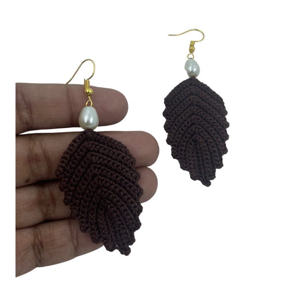 YAALZ Crochet Elegant Weightless Thread Earrings In Leaf Pattern for Kids / Adults For Ethnic / Casual Wears