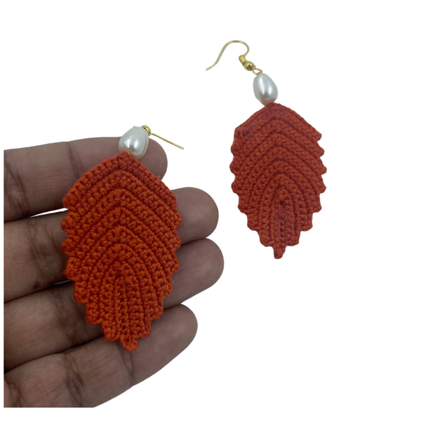 YAALZ Crochet Elegant Weightless Thread Earrings In Leaf Pattern for Kids / Adults For Ethnic / Casual Wears
