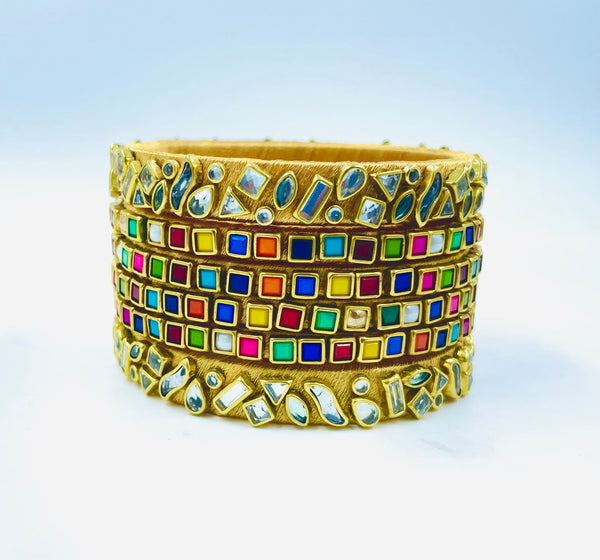 Yaalz Heavy Multi Color Kundan Work Bangle Sets
