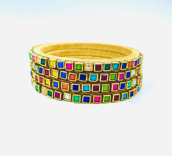 Yaalz Heavy Multi Color Kundan Work Bangle Sets