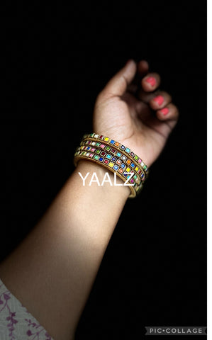 Yaalz Heavy Multi Color Kundan Work Bangle Sets