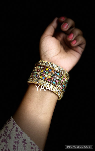 Yaalz Heavy Multi Color Kundan Work Bangle Sets