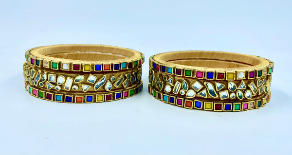 Yaalz Heavy Multi Color Kundan Work Bangle Sets
