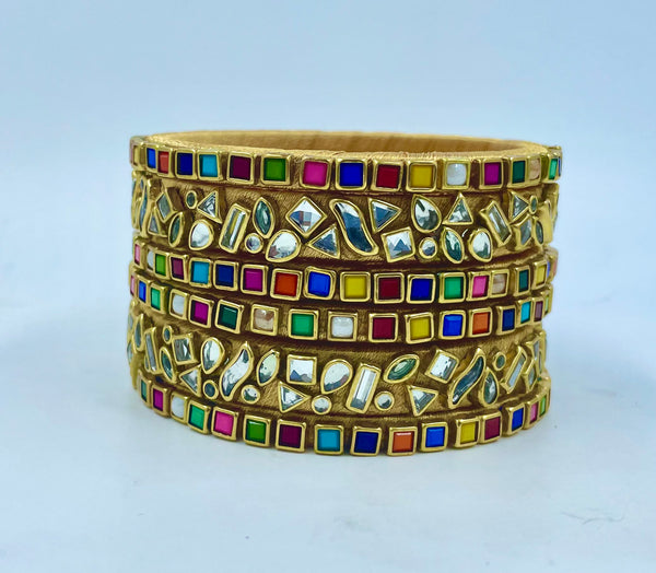 Yaalz Heavy Multi Color Kundan Work Bangle Sets