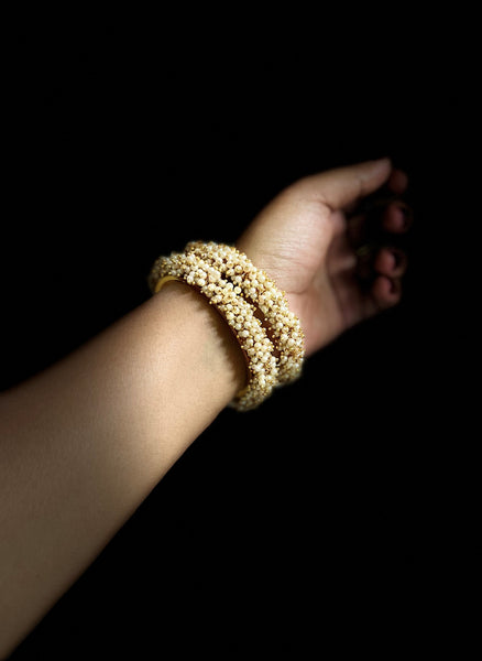 Yaalz Silk Thread Rich Kundan Stone Work Pair Bangles In Multiple Colors