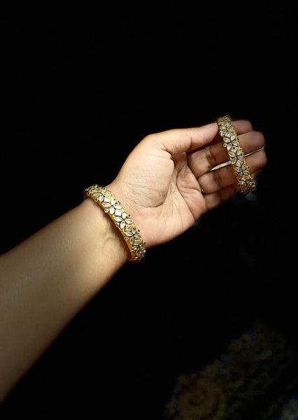 Yaalz Silk Thread Square Kundan Stone Work Pair Bangles In Multiple Colors