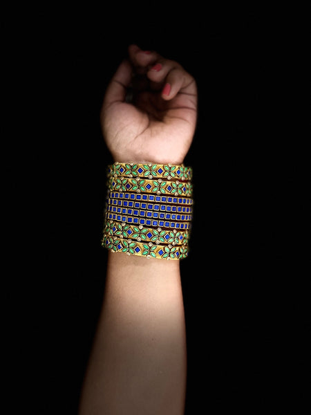 Yaalz Silk Thread Rich Kundan Work Bridal / Partywear Bangle Sets