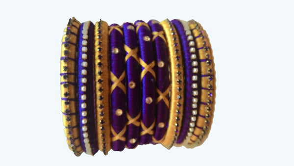 Yaalz Silk Thread 10pcs Polo Bangle Set of 10pcs for festival / Casual / Office Wears