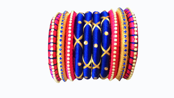 Yaalz Silk Thread 10pcs Polo Bangle Set of 10pcs for festival / Casual / Office Wears