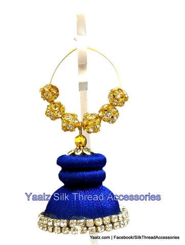 silk thread Bangle Earring Jumka-Yaalz Silk Thread Jumka in Dark Blue Color(s)-YAALZ
