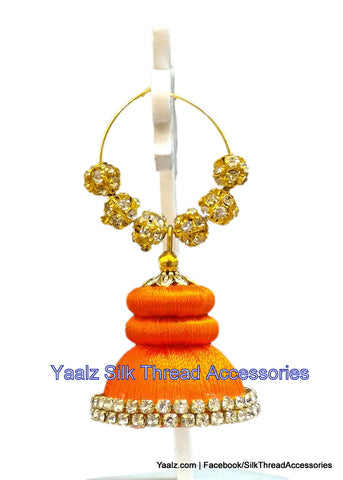silk thread Bangle Earring Jumka-Yaalz Silk Thread Jumka in Orange Color(s)-YAALZ
