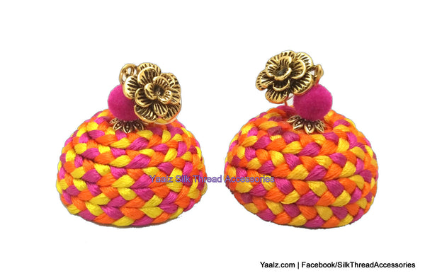silk thread Checker Earrings 